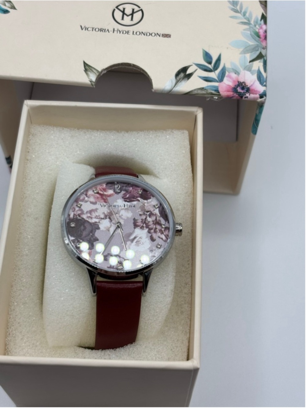 Victoria Hyde London Burgundy Floral Dial Watch - Picture 3 of 6